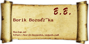 Borik Bozsóka névjegykártya